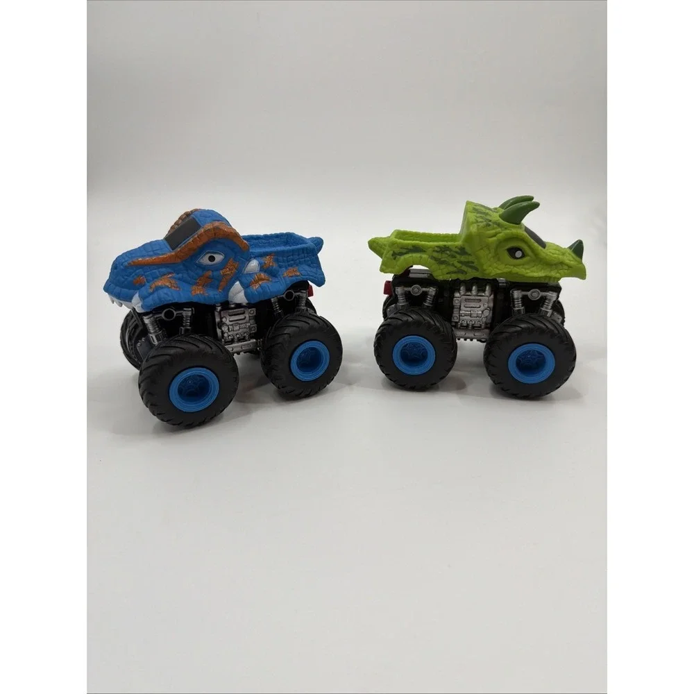 Dinosaur Monster Trucks Lot of 2 Triceratops & T-Rex Toy Cars